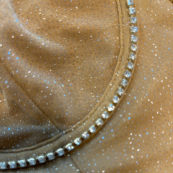 White Fox Boutique gold glam New Year’s Eve bling mini  dress rhinestones NWT XL - Picture 5 of 9